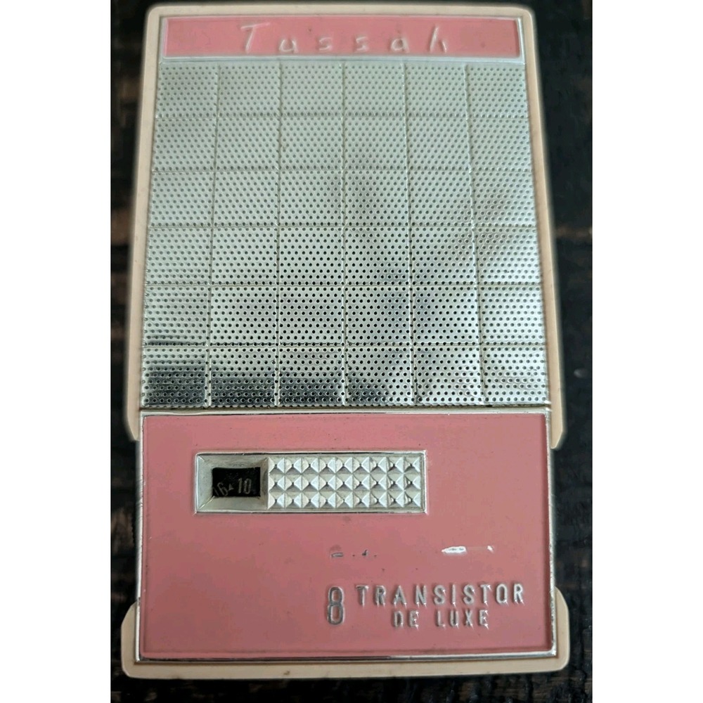 Vintage Tussah TR-818 8-Transistor De Luxe AM‎ Pocket Radio Pink Tested Working
